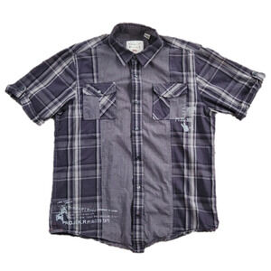 3/$20 ProjekRaw Gray Plaid Design Button-Up Shirt